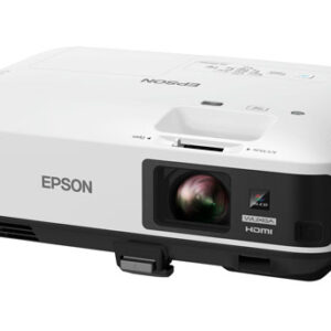 Eb1980wu600 | Osmic Productions White Epson Projector Facing Slightly Left, with Lens on the Front-right, Vents on Both Sides, and the Epson Logo Visible.