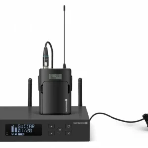 Beyerdynamic Tg 558 | Osmic Productions Wireless Microphone System: Rack Receiver with Display and Antennas Plus Belt-pack Transmitter with Mic Connected on Top.