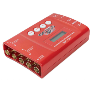 Decimeatormdhx02 | Osmic Productions Red Multi-port Car Jump Starter with Six Round Output Terminals and a Small Lcd Display.