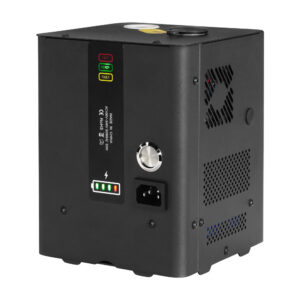 041611041a17jpg | Osmic Productions Compact Black Power Inverter with Status Leds (heat, Ready, Fault) and a Side Power Inlet, Cooling Vents on the Side.