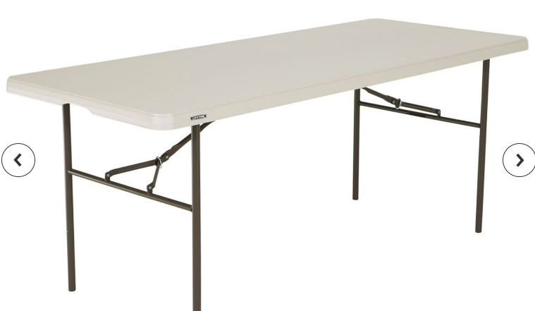 Screenshot20260925115011 | Osmic Productions White Rectangular Folding Table with Metal Legs and Support Braces, Set Up for Use
