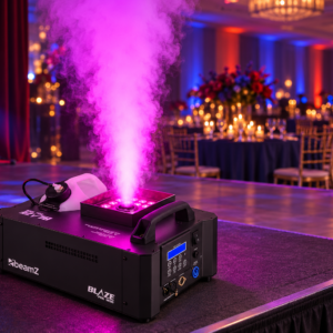 Beamz Blaze 1200 Vertical Fog Machine in a Styled Ballroom Event-use Example