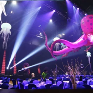 Giant inflatable octopus and jellyfish forming an ocean-themed event display