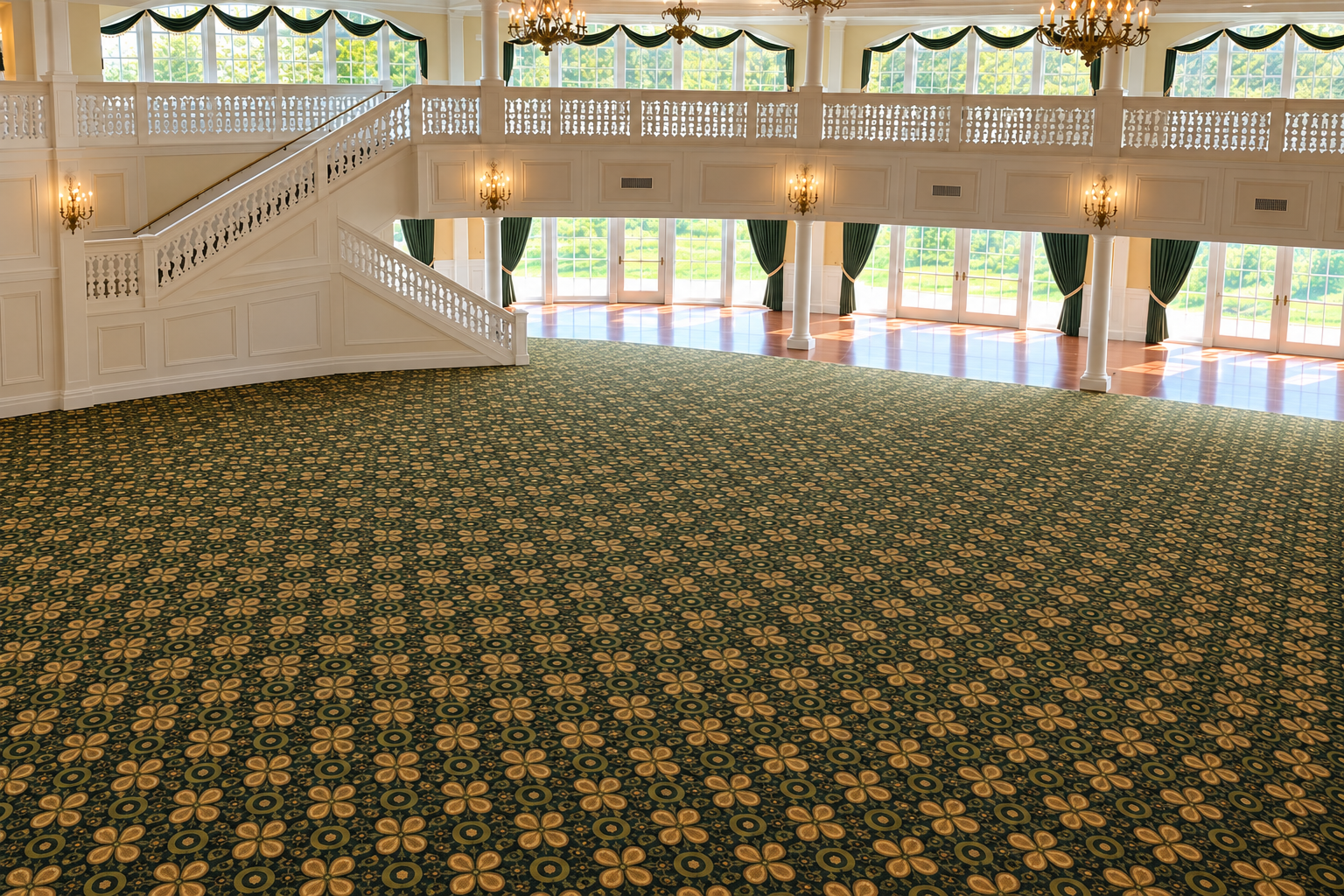 The same illustrative room empty, before event equipment is installed