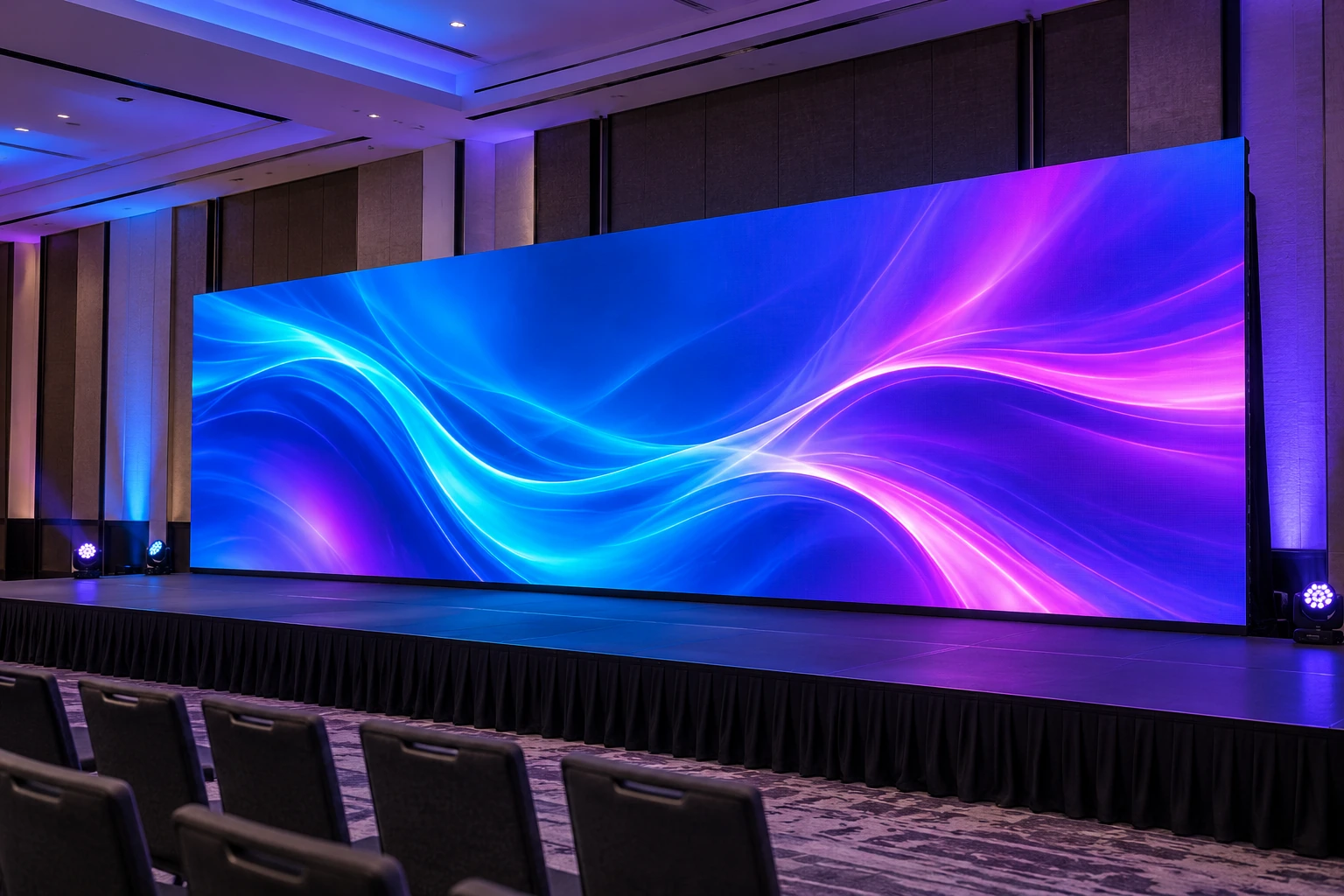 P39 Straight Led Screen Configuration | Osmic Productions Example Straight Led Screen Configuration on a Ballroom Event Stage