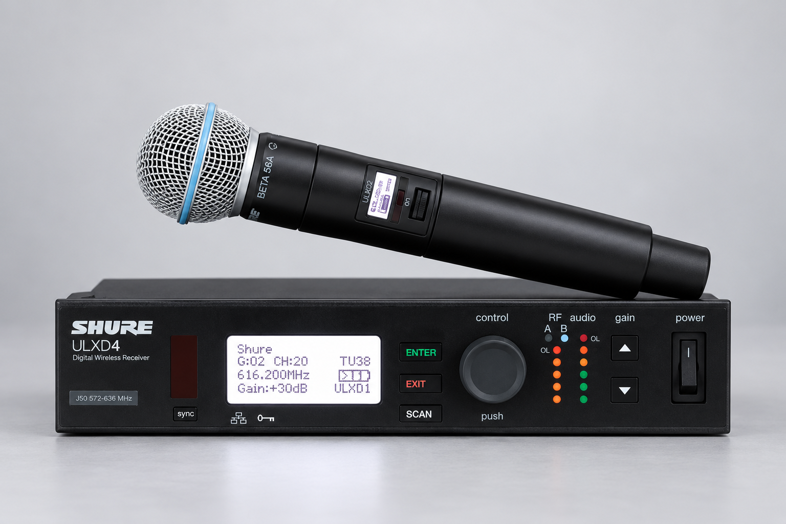 Shure Ulxd Beta58 Complete Wireless System | Osmic Productions Complete Shure Ulx-d Beta58 Handheld Wireless Microphone and Matching Ulxd4 Receiver